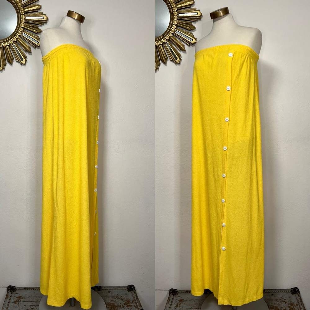 Vintage Rutledge Yellow Button Front Maxi Towel Dress Skirt Coverup - Picture 4 of 11